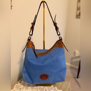 Dooney and Bourke Erica Vibrant Blue Nylon/leather Shoulder Bag 12x9 EUC